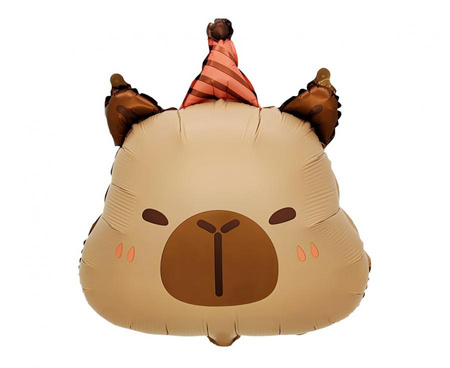 Balon Foliowy Kapibara Z Czapeczką na Imprezę Przyjęcie Urodziny 48x38 cm