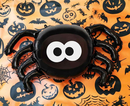 Balon Foliowy Czarny Uroczy Pająk Na Imprezę Halloween 89x47 cm GODAN