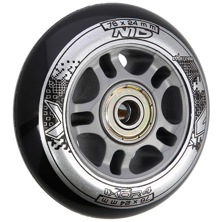 Kółka Do Rolek Kauczukowe 76 mm Zestaw 4 szt. + Łożyska ABEC-9 Czarne NILS