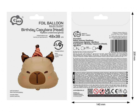 Balony Foliowy Kapibara Zestaw 3 szt. Na Urodziny Przyjęcie Duże GODAN