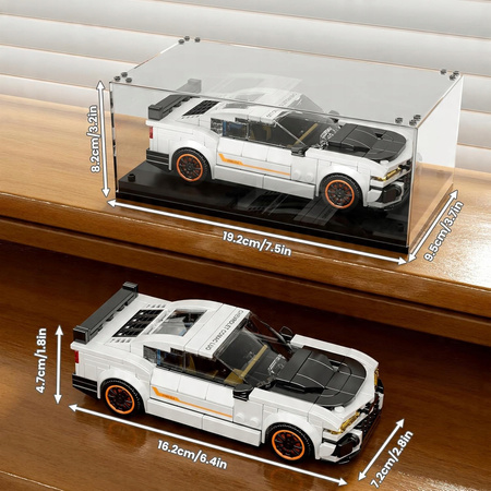 Klocki Konstrukcyjne Auto Samochód Wyścigowy 420 Elementów + Gablota MOULD KING