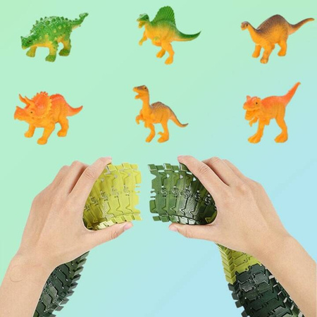 Tor Wyścigowy Samochodowy Dinozaury 121 Elementów Dla Dzieci