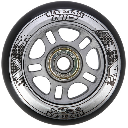 Kółka Do Rolek Kauczukowe 76 mm Zestaw 4 szt. + Łożyska ABEC-9 Czarne NILS