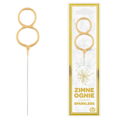 Zimne Ognie Urodzinowe Dekoracyjne Na Tort Imprezę Złote GODAN Cyfra 8