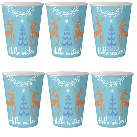 Zastawa Stołowa 12x Kubeczki 250 ml + 12x Talerzyki 18 cm Na Święta Renifer