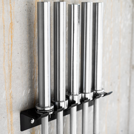 Wieszak Ścienny Na Sztangi 5 Gryfów Uchwyt Montowany Stalowy Do 120 kg