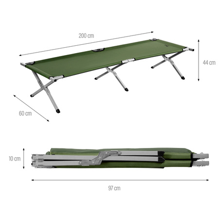 Łóżko Turystyczne Składane Polowe Kempingowe Leżak + Pokrowiec 200x60 cm