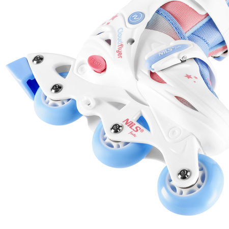 3w1 Rolki Regulowane Wrotki Dziecięce Białe Rekreacyjne ABEC-7 Nils Fun