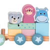 MERKAN Drewniany Pociąg Kolejka Dla Chłopca Ze Zwierzątkami + Klocki
