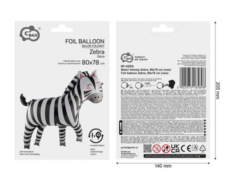 Balony Urodzinowe Foliowe Zwierzęta Lew Zebra Małpka Safari Dla Dziecka