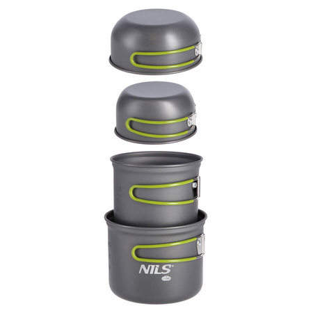 Menażka Turystyczna Harcerska Wojskowa 2 Garnki + 2 Miski Patelnie + Komplet Sztućców