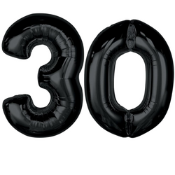 Balony Foliowe Czarne Metaliczne Dekoracja Na Urodziny 30 Lat GODAN 92 cm