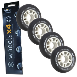 Kółka Do Łyżworolek Kauczukowe Zestaw 4 szt. Czarne Matowe 80 mm NILS