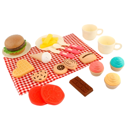 Mini Grill Zabawka Dla Dzieci 36 Elementów Sztućce + Akcesoria Spożywcze