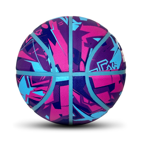 Piłka Do Koszykówki Kosza Treningowa Rekreacyjna Fioletowa r. 5 + Pompka