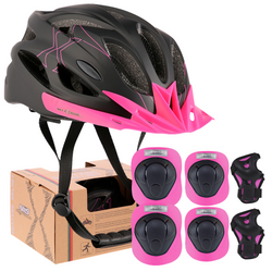 Kask Rowerowy Regulowany Ochronny In-mold Wentylowany + Zestaw Ochraniaczy