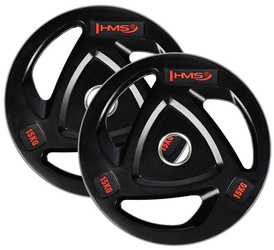 Zestaw Talerzy Olimpijskich Żeliwnych Ogumowanych Na Gryf Sztangę Obciążenie 2x15 kg HMS