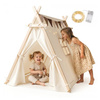 Namiot Tipi Dla Dzieci 110×90×120 cm Z Matą Do Pokoju Girlanda Lampki LED