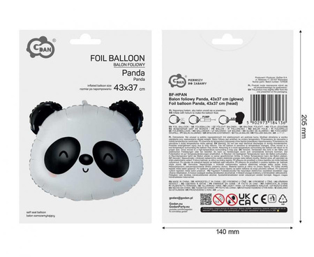 Balon Foliowy Panda Na Urodziny Dla Dziecka Przyjęcie Imprezę GODAN 43x37cm