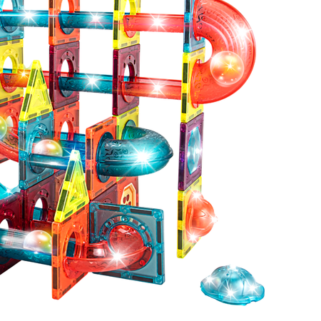 Klocki Magnetyczne Konstrukcyjne Świecący Tor Zestaw Dla Dzieci 110 el.