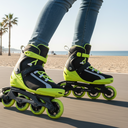 Łyżworolki Rolki Fitness Szybkościowe Fitnessowe Damskie Limonkowe MRSFIT