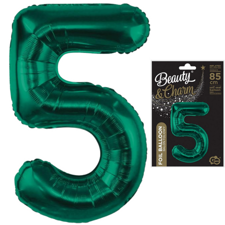 Balon Foliowy Na Urodziny Rocznice Butelkowa Zieleń Duży 85 cm Cyfra 5
