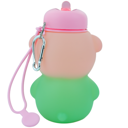 Butelka Szkolna Bidon Silikonowy Na Wodę Miś Dla Dziecka 600 ml MERKAN