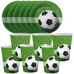 Zastawa Stołowa Jednorazowa Talerzyki 18 cm + Kubeczki 200 ml Piłka Nożna