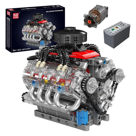 Klocki Konstrukcyjne Silnik Samochodowy V8 487 Elementów MOULD KING