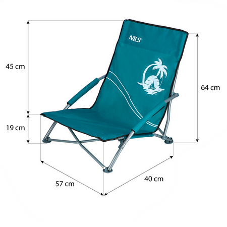 NILS Leżak Plażowy Ogrodowy Składany Fotel Turystyczny + Pokrowiec