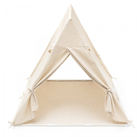 Namiot Tipi Dla Dzieci 110×110×120 cm Z Matą Do Pokoju  Girlanda Lampki LED