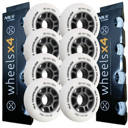 Kółka Do Łyżworolek Kauczukowe Zestaw 8 szt. Białe Matowe 80 mm NILS