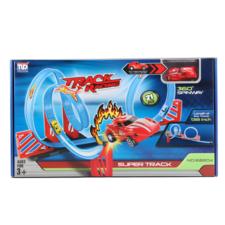 Tor Wyścigowy Samochodowy Inercyjny Dla Dzieci 350 cm + Autko TLD