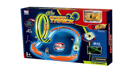 Tor Samochodowy Wyścigowy Świecący W Ciemności + Samochód