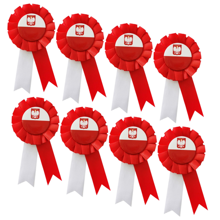 Kotylion Narodowy Biało-Czerwony Flaga Godło Orzeł POLSKA GODAN 8 szt.