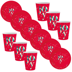 6x Talerzyki 18 cm + 6x Kubeczki 250 ml Papierowe Na Boże Narodzenie GODAN