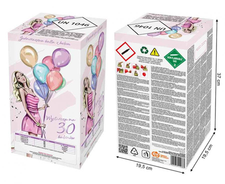 Jednorazowa Butla Z Helem Do 30 Balonów Lateksowych 9" Na Imprezę Urodziny