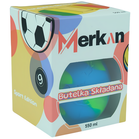 MERKAN Butelka Sportowa Bidon Piłka Składany W Kształcie Ziemi 550 ml