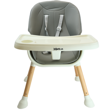 MERKAN Krzesełko Drewniane Fotelik Do Karmienia Z Blatem 3w1 Dla Dziecka
