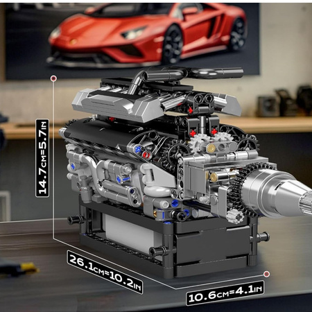 Klocki Konstrukcyjne Silnik Samochodowy V12 733 el. Na Prezent Mould King
