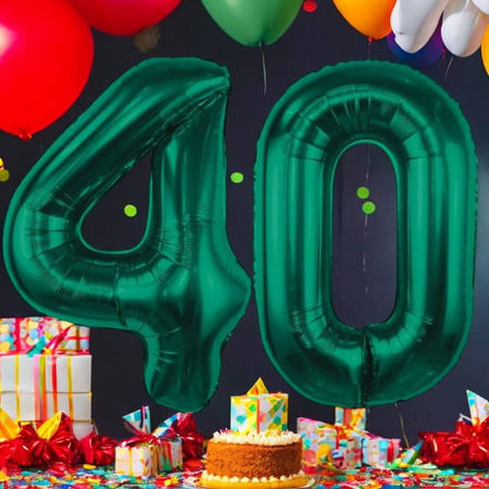 Balony Foliowe Cyfry Na 40 Urodziny Dekoracja Na Rocznicę 85 cm Zielone