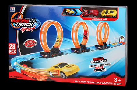 Tor Wyścigowy Samochodowy Pull Back Dla Dzieci 320 cm + 2 Samochody