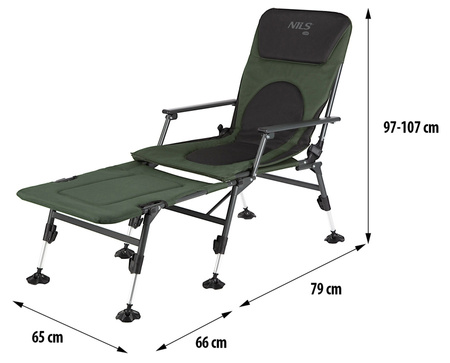 Krzesło Krzesełko Wędkarskie Turystyczne Z Podnóżkiem Fotel Karpiowy NILS