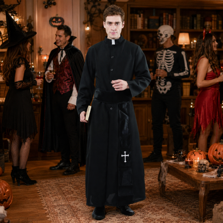 Ksiądz Kostium Sutanna Przebranie Na Halloween Dla Dorosłych Sutanna + Pas