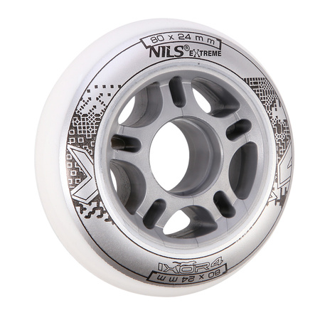 Kółka Do Łyżworolek Kauczukowe Zestaw 8 szt. Białe 80 mm Nils Extreme