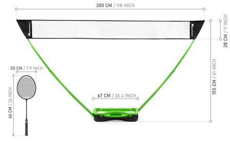 Zestaw Do Gry W Badmintona Rekreacyjnej Siatka + 2 Rakietki + 2 Lotki
