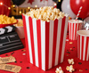 Pudełko Na Popcorn Kubełek Pojemnik Na Przekąski Czerwono-Białe Paski 4szt.