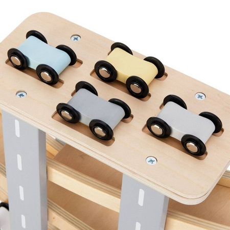 Tor Samochodowy Zjeżdżalnia Drewniany Duży Dla Dzieci 6 Pięter + 6 Autek