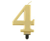  Świeczka Urodzinowa Dekoracyjna Złota Na Tort Metaliczna GODAN Cyfra 4 