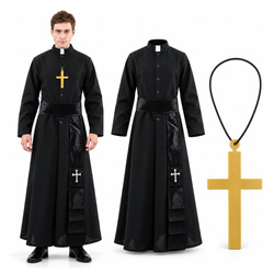 Ksiądz Kostium Sutanna Na Halloween Dla Dorosłych Rozmiar L + Pas + Krzyż